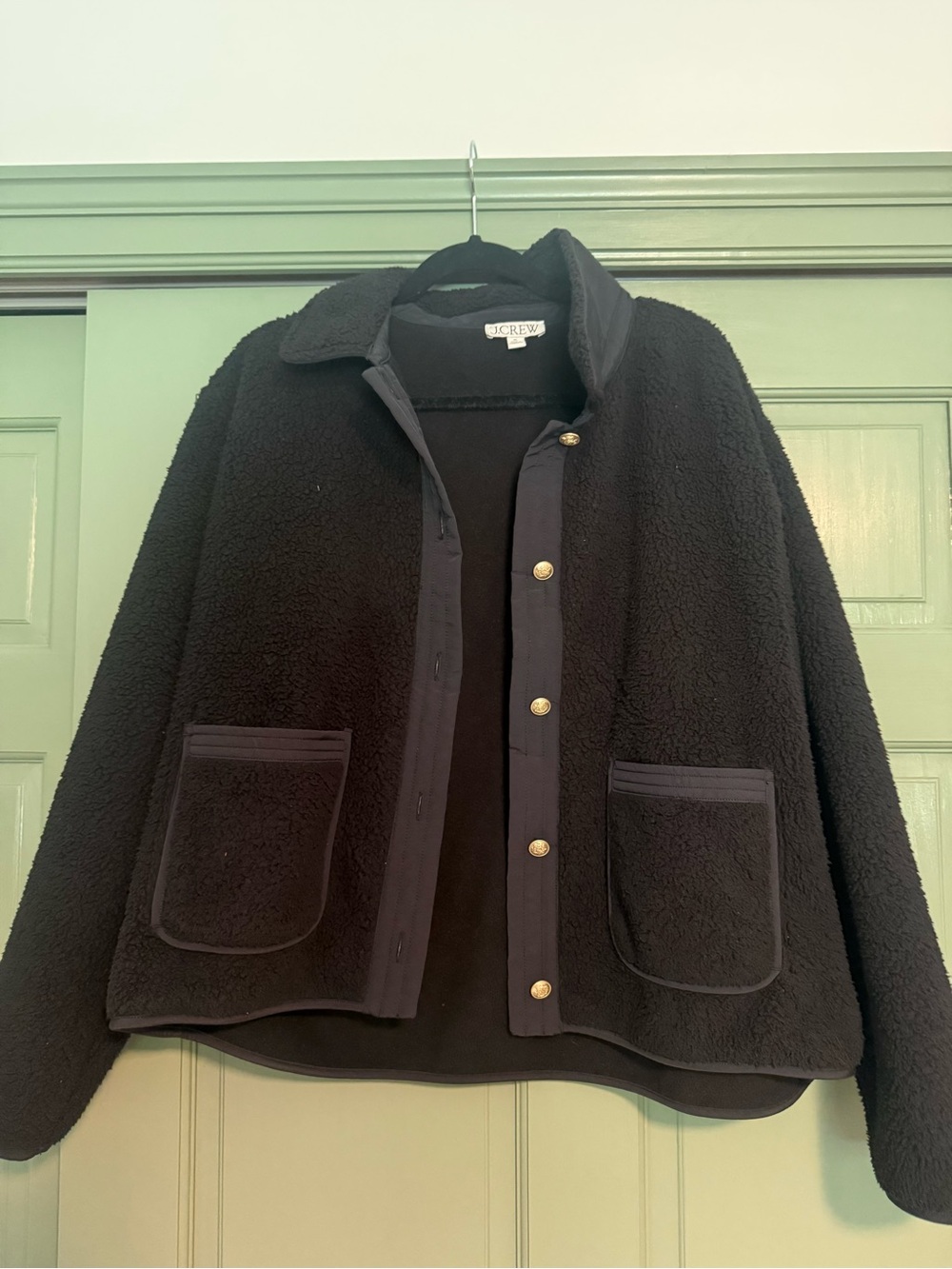 J. Crew Black Sherpa-Lined Jacket
